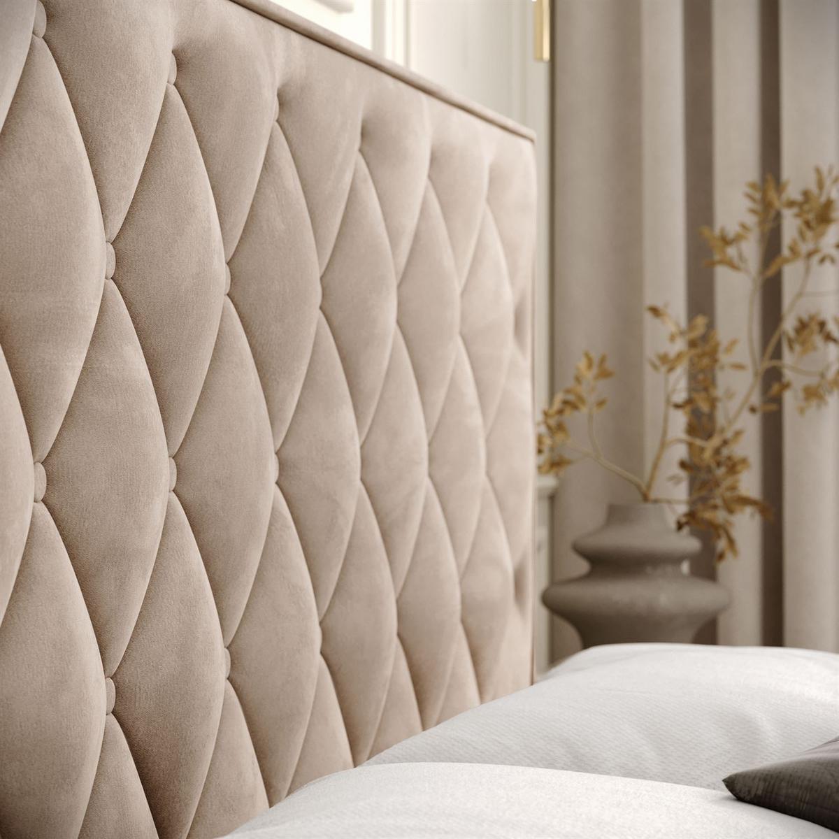 BOXSPRINGBETT INEZ mit Bettkasten mit Topper 140x200 cm Royal Velvet 170 - Beige, Textil - Lookway