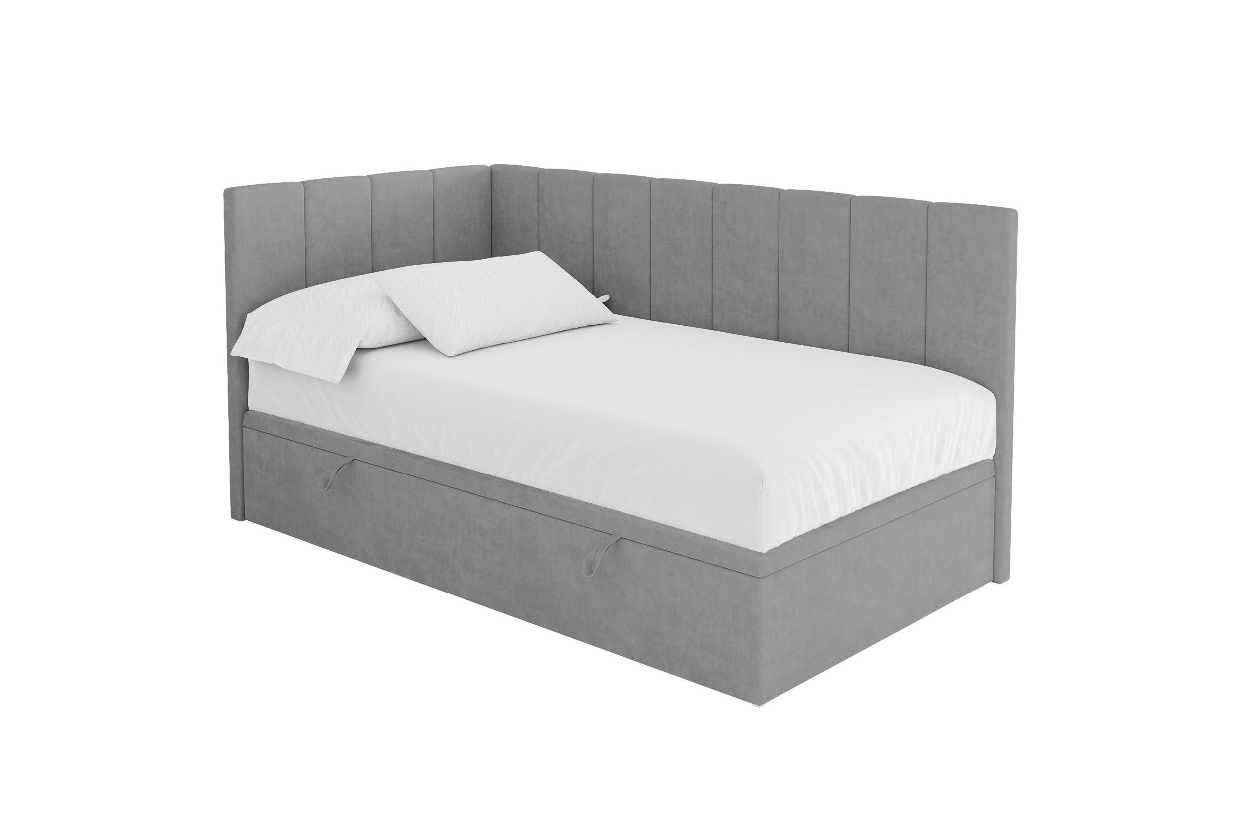 EINZELBETT Jugendbett mit Bettkasten Rechts, mit Matratze - LOVY 100x200 Grau - Anthrazit, Holzwerkstoff/Textil (100/200cm) - ALTDECOR