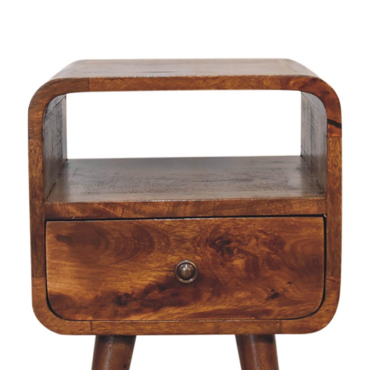 NACHTTISCH mit 1 Schublade, 1 Offener Ablage, Braun - Messingfarben/Braun, Holz/Metall (30/55/30cm) - Artisan Furniture