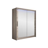 SCHWEBETÜRENSCHRANK Westa XI, mit RGB LED Beleuchtung - Silberfarben/Trüffeleichefarben, Holzwerkstoff/Metall (150/200/58cm) - MIRJAN24