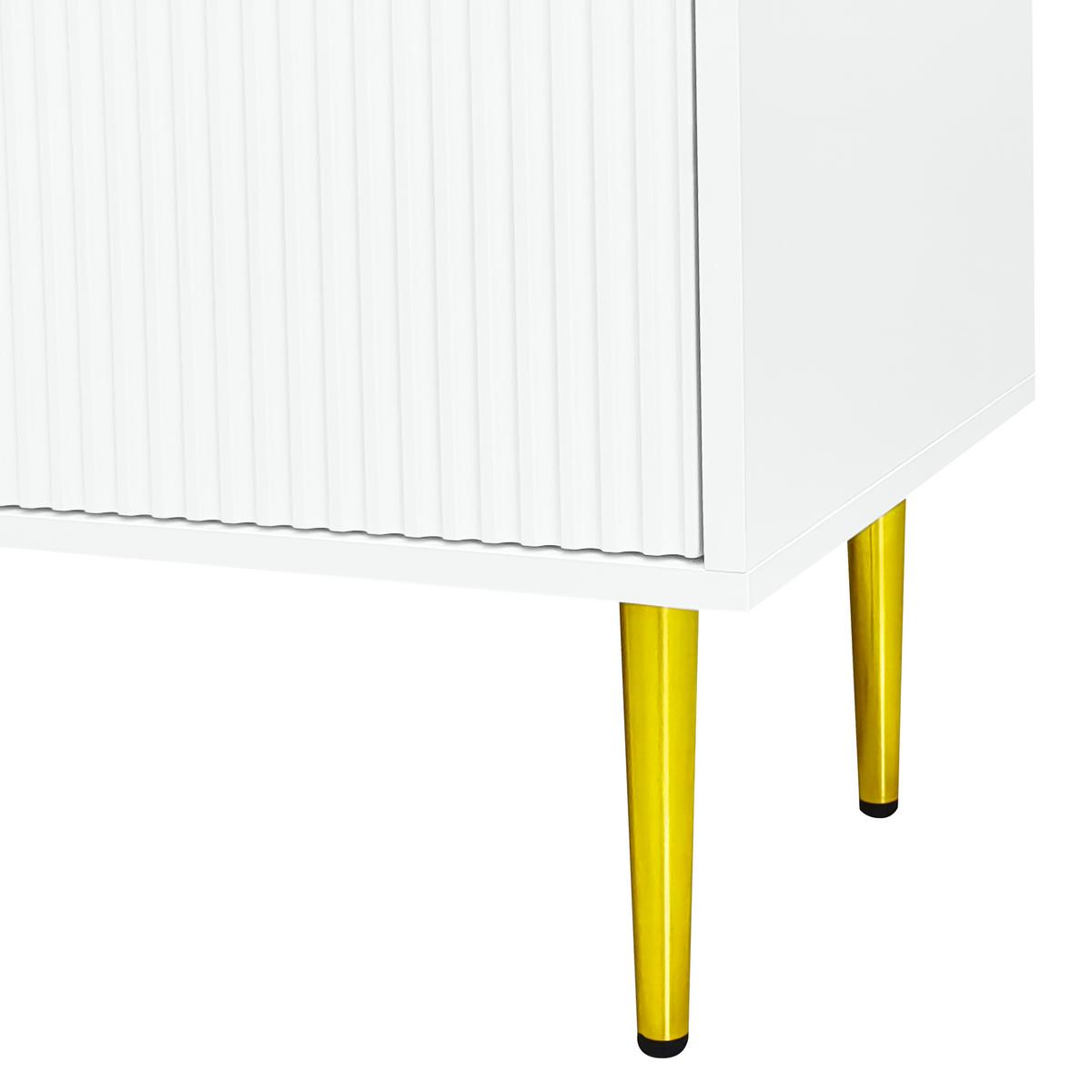 LOWBOARD mit Glasfüßen, Glasregalen und frosted Glastüren - Weiß, Glas/Holzwerkstoff (170/50/35cm) - Urban Meuble