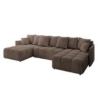 WOHNLANDSCHAFT LONLI-U 355x189x68 Braun Velours - Braun, Holzwerkstoff/Kunststoff (355/68/189cm) - ALTDECOR