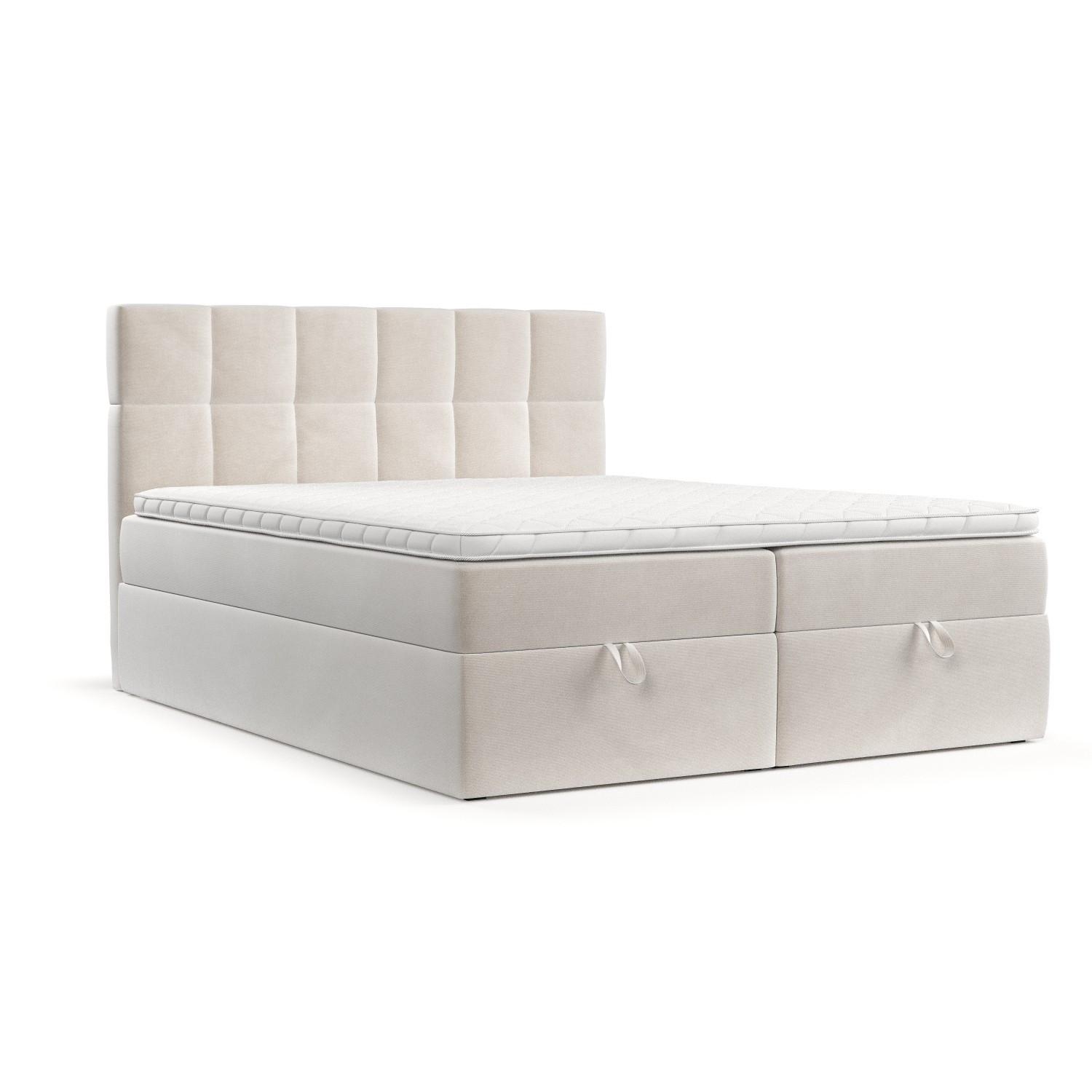 BOXBETT Savio 200/200 cm Creme im Paros Stoff - Creme/Schwarz, Holz/Holzwerkstoff (200/200cm) - AltaBeds