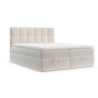 BOXBETT Savio 140/200 cm Creme im Paros Stoff - Creme/Schwarz, Holz/Holzwerkstoff (140/200cm) - AltaBeds