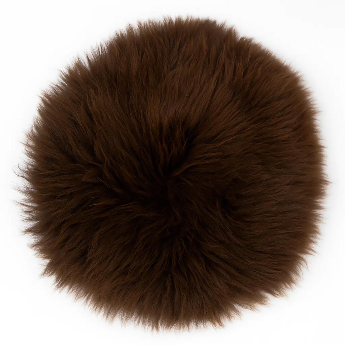 SITZKISSEN Schaffell rund 40 cm Weiß Braun Grau - Braun, Fell (40/40cm) - Provellus