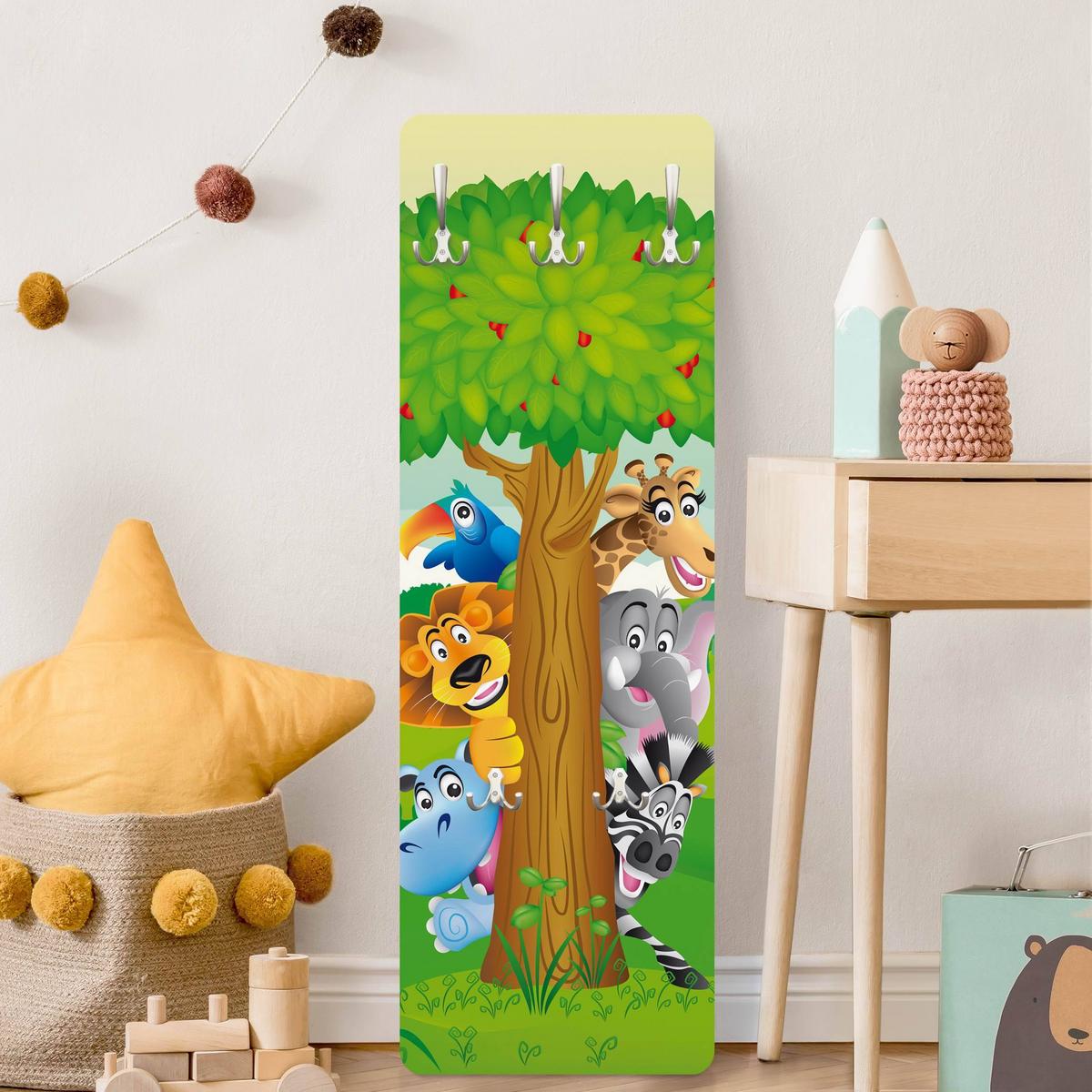 WANDGARDEROBE - No.BF1 Dschungeltiere 34/105 cm - Multicolor, Holzwerkstoff (34/105/1.6cm) - Bilderwelten