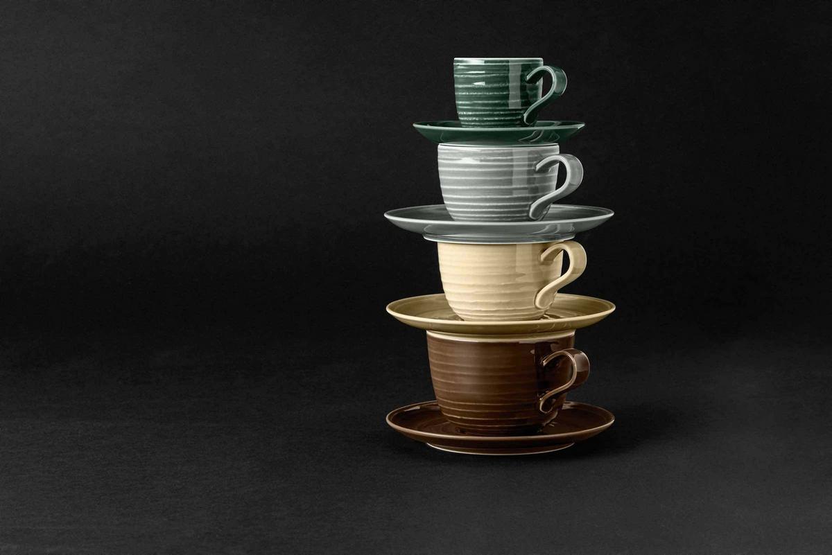 KAFFEETASSEN MIT UNTERTASSEN Terra Perlgrau 260 ml 6er Set - Grau, Keramik (0.26L) - Seltmann Weiden