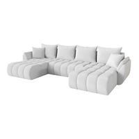 WOHNLANDSCHAFT mit Schlaffunktion und Bettkasten TOKO-U-v1 378x194x86 Weiß Bouclé - Schwarz/Weiß, Holzwerkstoff/Kunststoff (378/86/194cm) - ALTDECOR