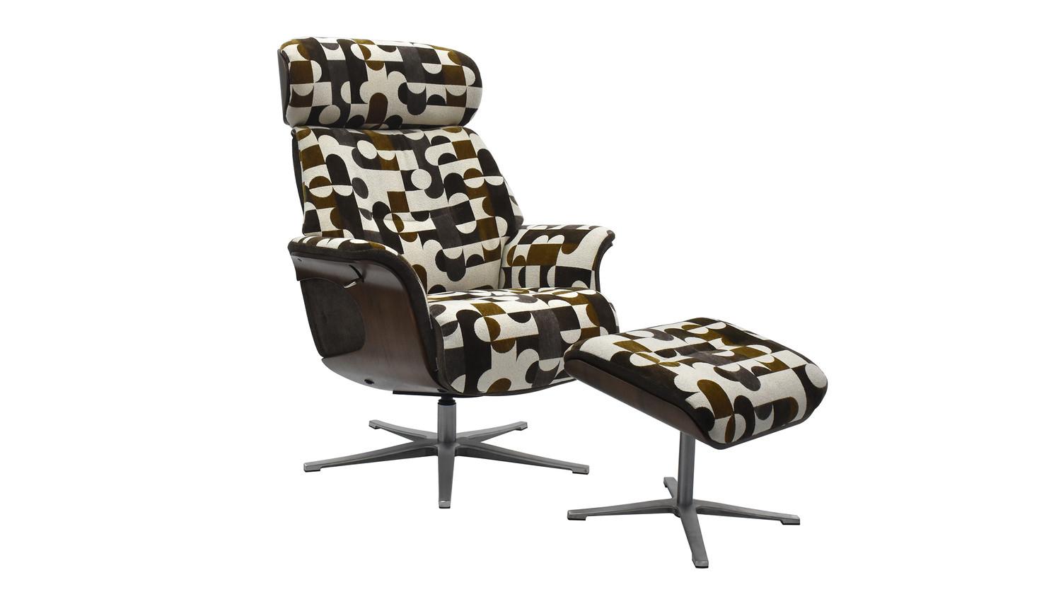 RELAXSESSEL TOSAR Braun Webstoff Relaxfunktion - Silberfarben/Braun, Textil/Metall (83/110/89cm) - KAWOLA