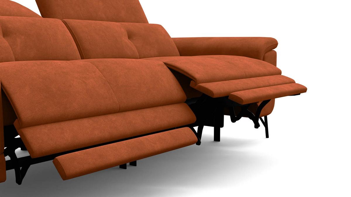 SOFA RELAX AVENA 3-Sitzer, dunkeloranger Veloursstoff - Dunkelorange/Schwarz, Holz/Textil (204/80/108cm) - Courtois Laville