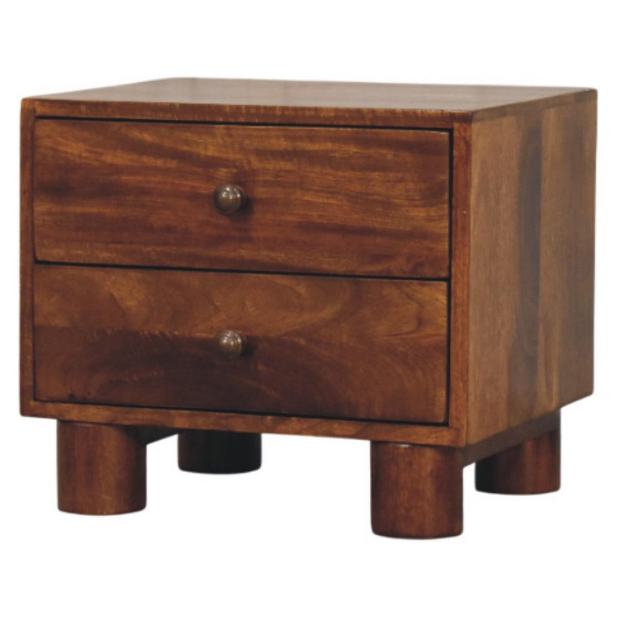 NACHTTISCH mit Kastanien-Finish, 2 Schubladen, dunkelbraun. - Dunkelbraun, Holz (45/39/35cm) - Artisan Furniture