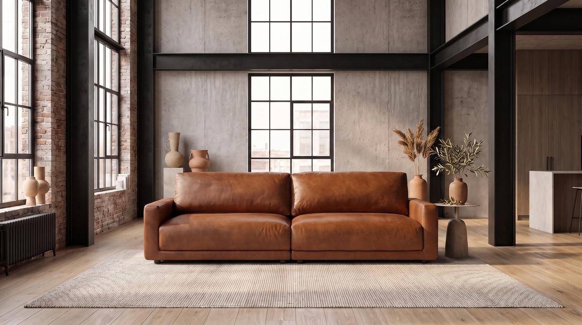 SOFA MARLIN Braun Lederfaserstoff - Schwarz/Braun, Leder/Kunststoff (262/80/100cm) - KAWOLA