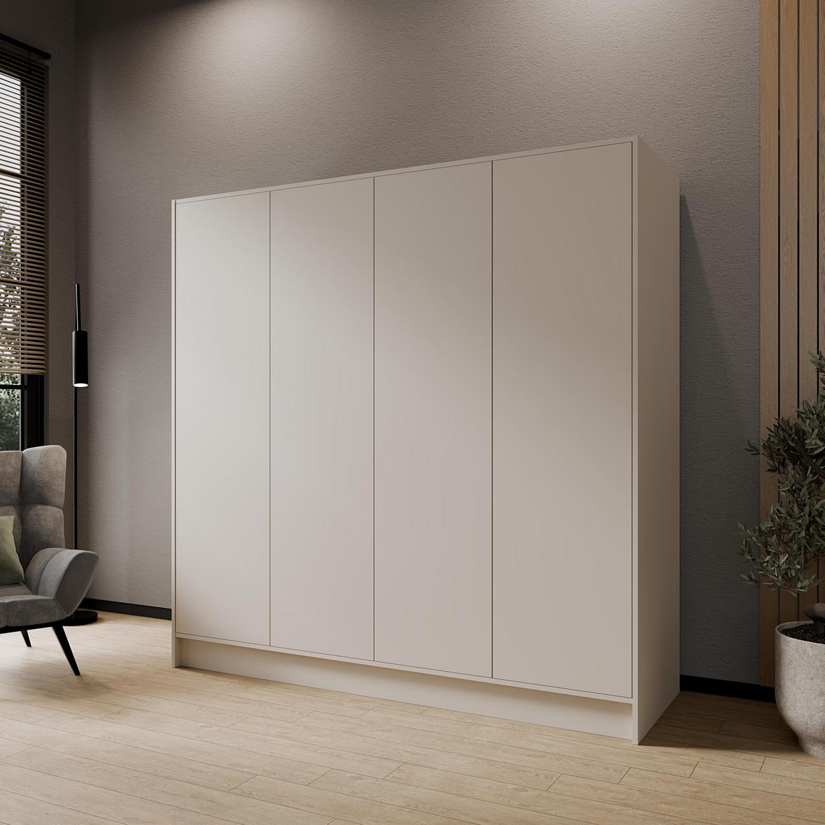 KLEIDERSCHRANK Mono Grifflos im Skandi-Stil, Kaschmir 200/200/51 cm - Kaschmir, Holzwerkstoff (200/200/51cm) - WFL GROUP