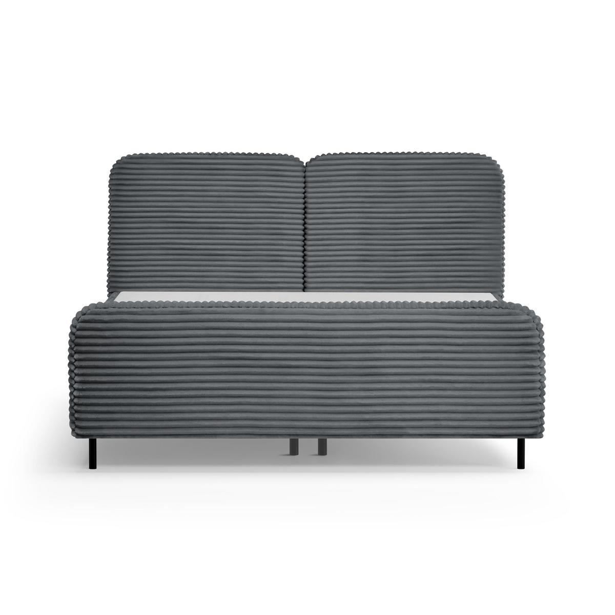 POLSTERBETT Lea mit Bettkasten, 160x200, Dunkelgrau - Dunkelgrau/Schwarz, Textil (160/200cm) - Beautysofa