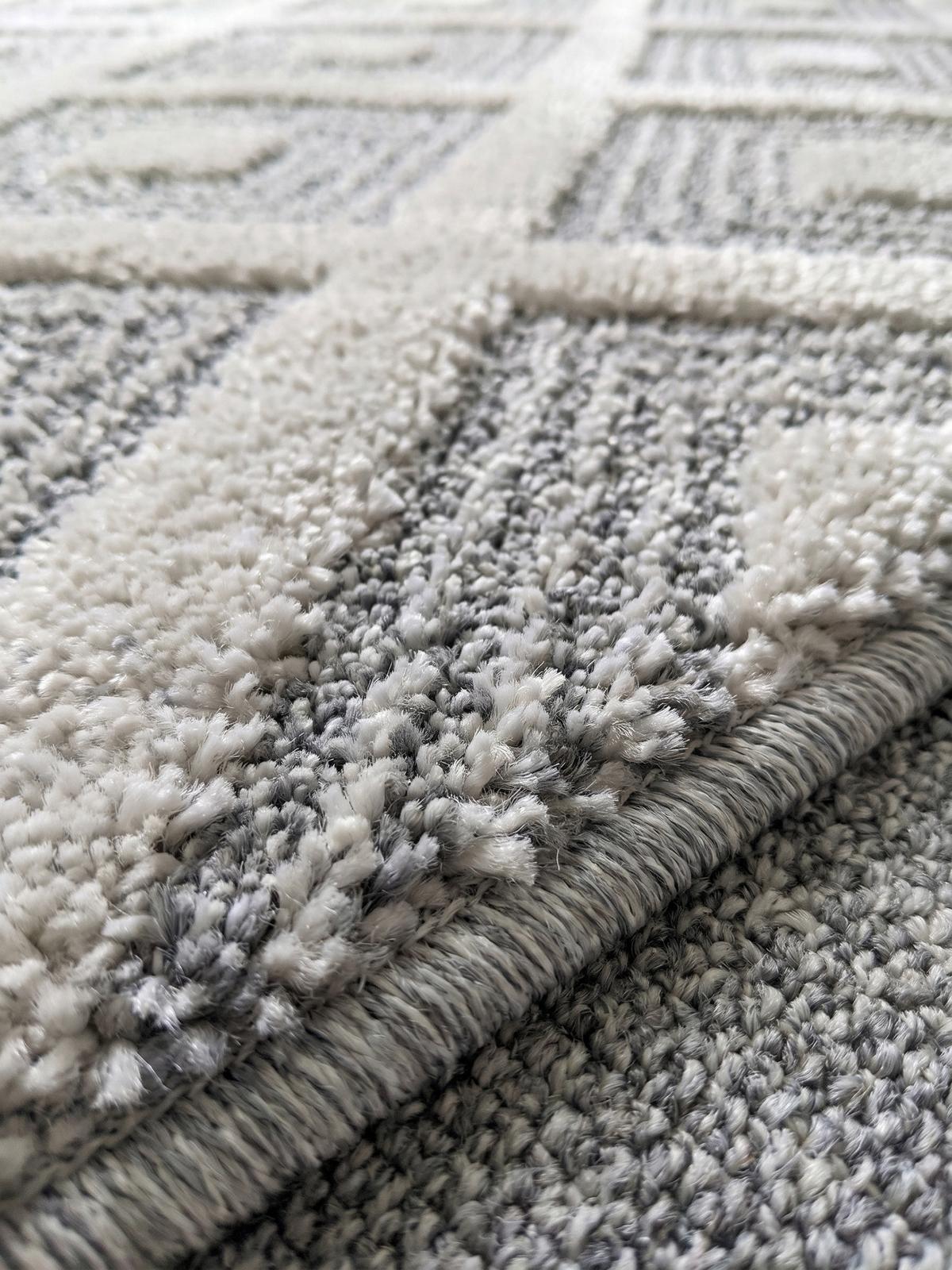 TEPPICH Hochflor EISACK in Grau, geometrisch, aus Polypropylen, Ø 200 cm - Grau, Textil (200/200cm) - KADIMA DESIGN