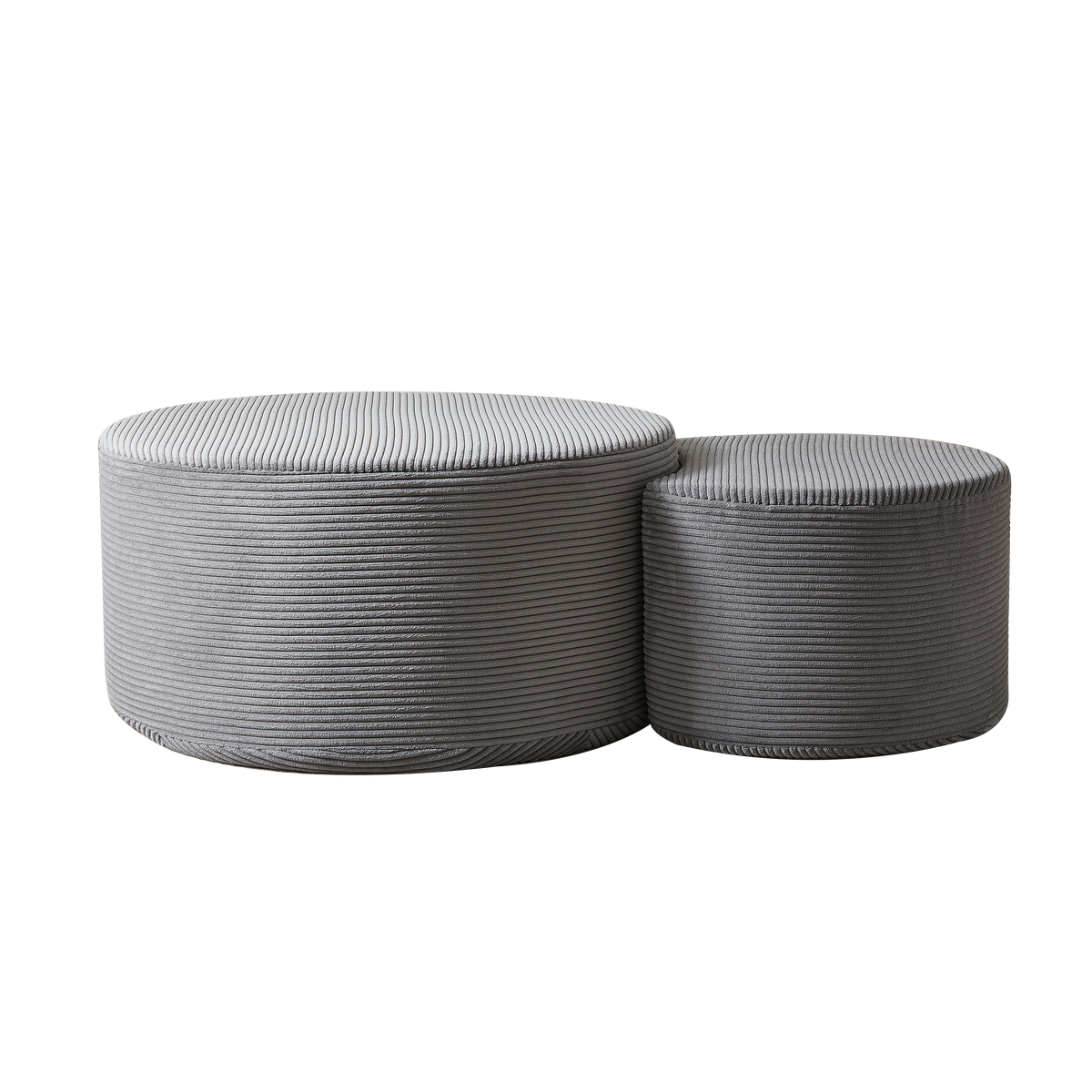 COUCHTISCH 2er Set Rund Gepolsterter Montagefrei - Schwarz, Textil (81/81/40cm) - Urban Meuble