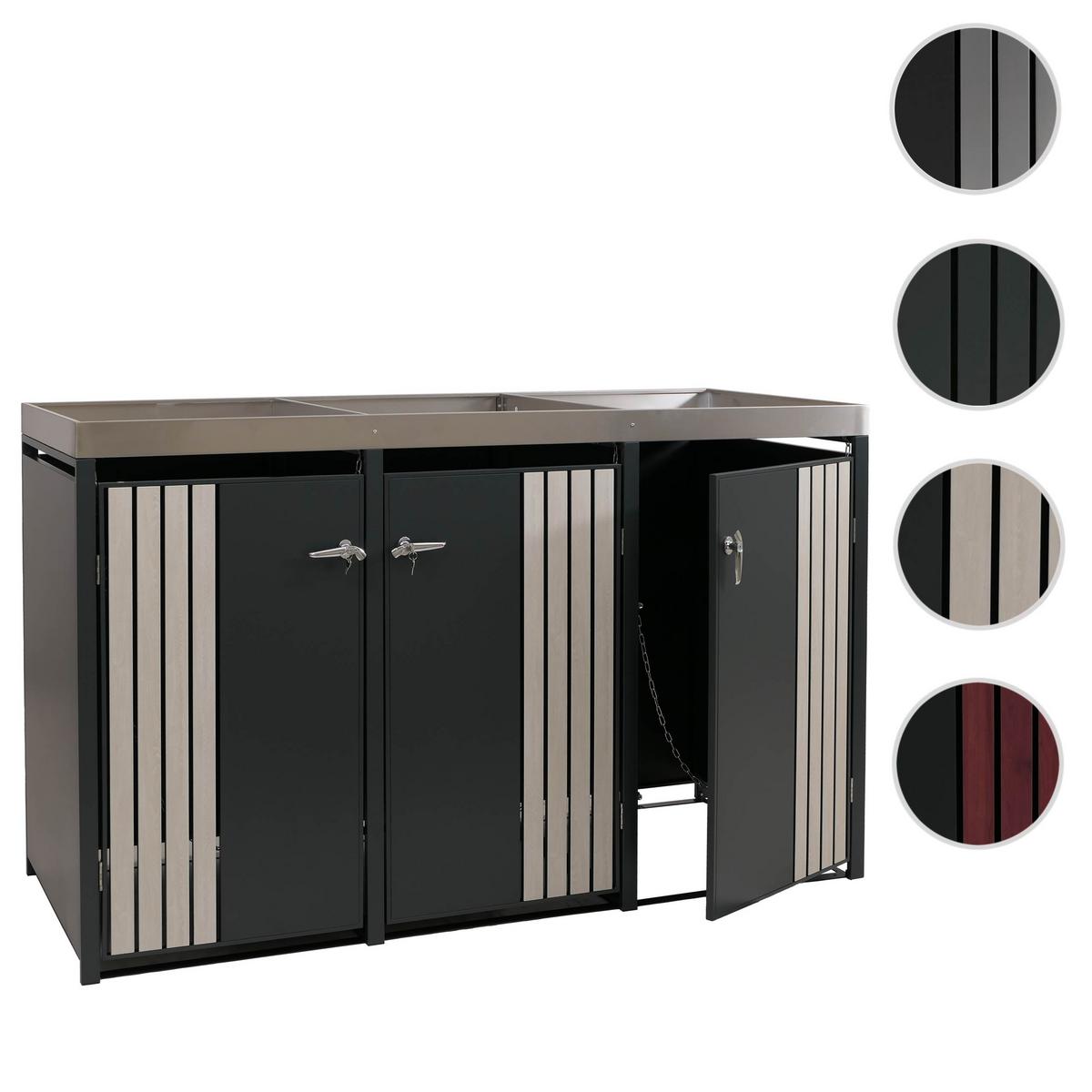 3ER-MÜLLTONNENVERKLEIDUNG Anthrazit, Beige - Anthrazit/Beige, Metall (196/125/84cm) - MCW
