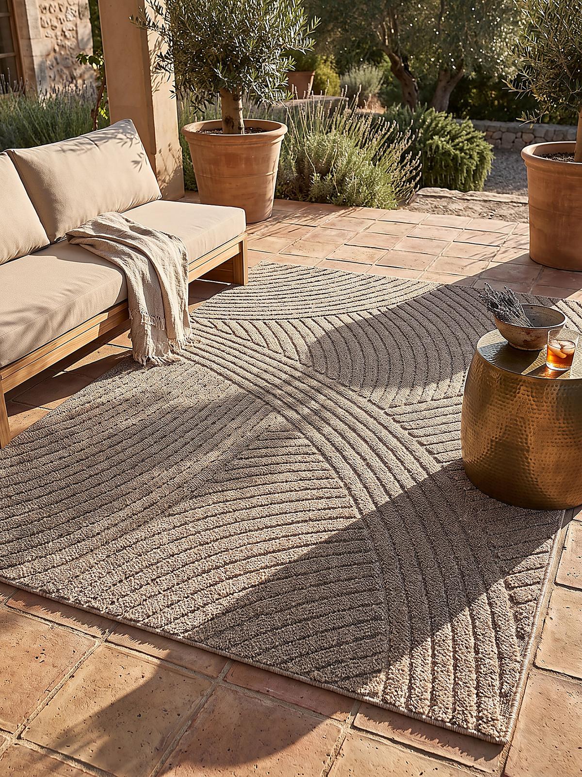 FLACHWEBTEPPICH Geometrisch TOCE Polypropylen Natur 120 x 160 cm - Beige, Textil (120/160cm) - KADIMA DESIGN