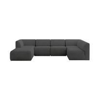 WOHNLANDSCHAFT Ottomane Links MOVO-L 345x180x78 cm Dunkelgrau Velours - Eschefarben, Holzwerkstoff/Kunststoff (345/78/180cm) - ALTDECOR