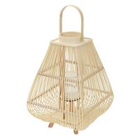 BAMBUS LATERNE H: 63,5 cm Holzfarbe Boho Stil - Naturfarben, Holz (33/63.5/33cm)