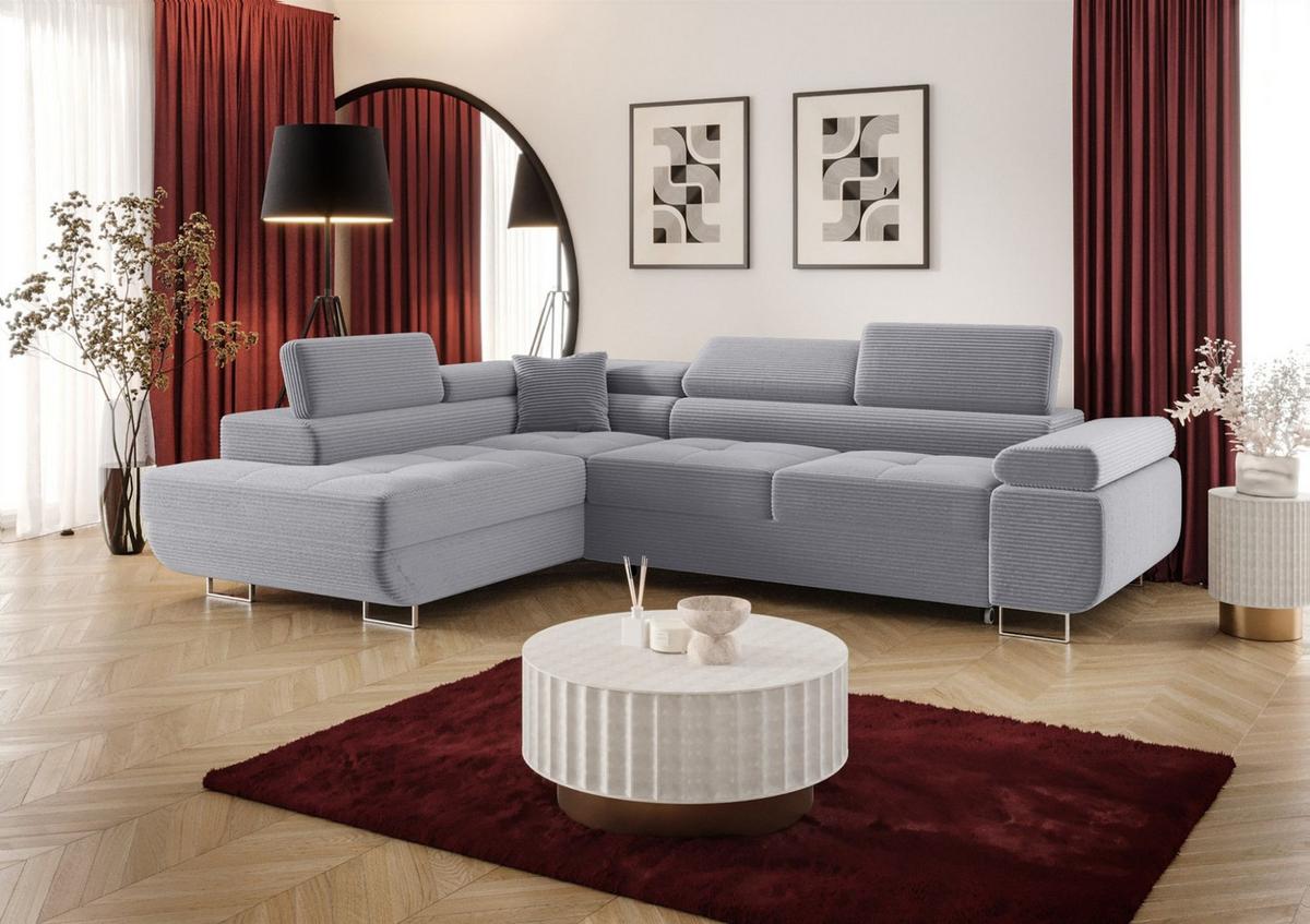 ECKSOFA Monaro Mit Schlaffunktion - Blaugrau, Holzwerkstoff/Textil (202/275cm) - Fun Möbel