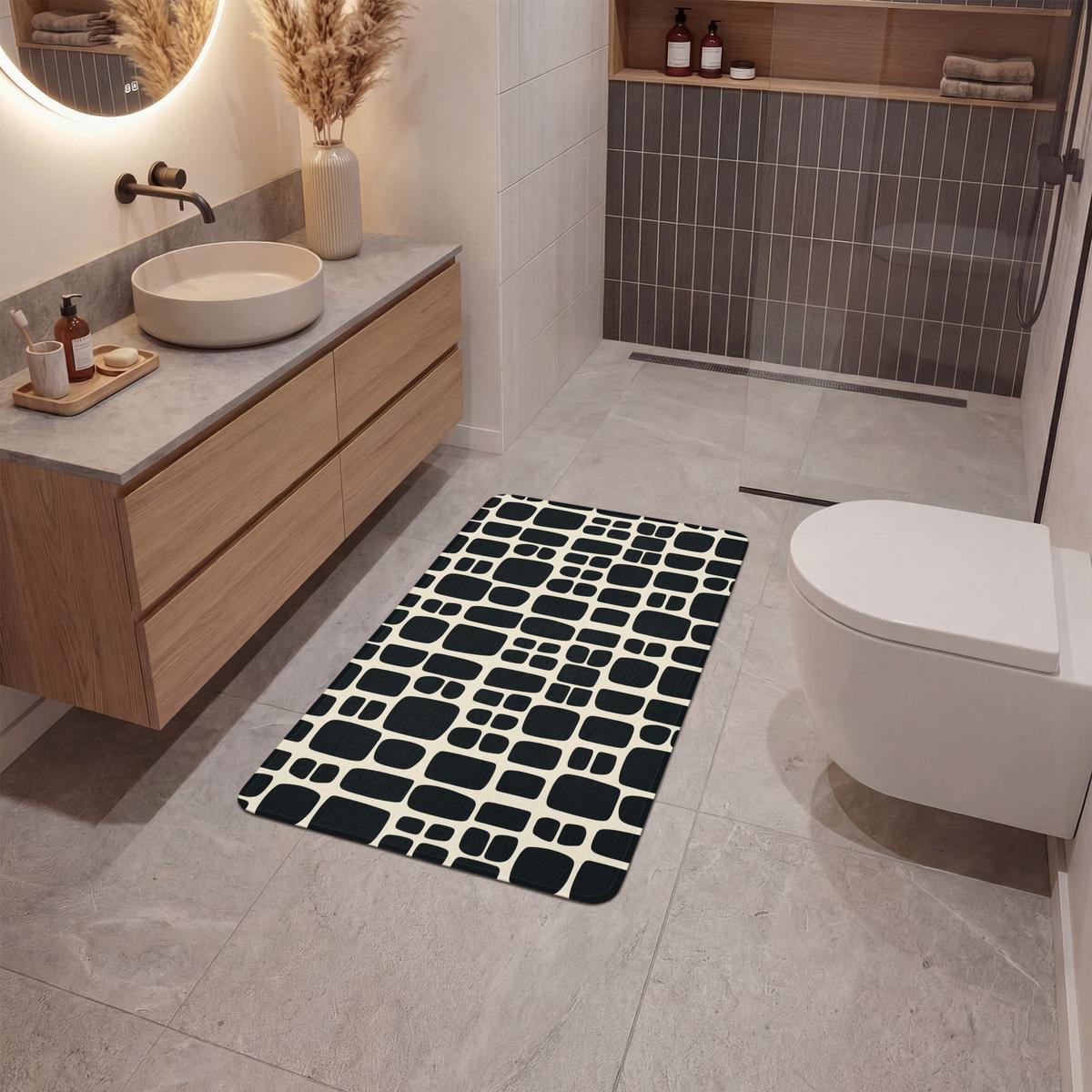 BADEMATTE Modern - Bio - Schwarz 60x90 cm - Anthrazit, Textil (60/90cm) - OnlyWow