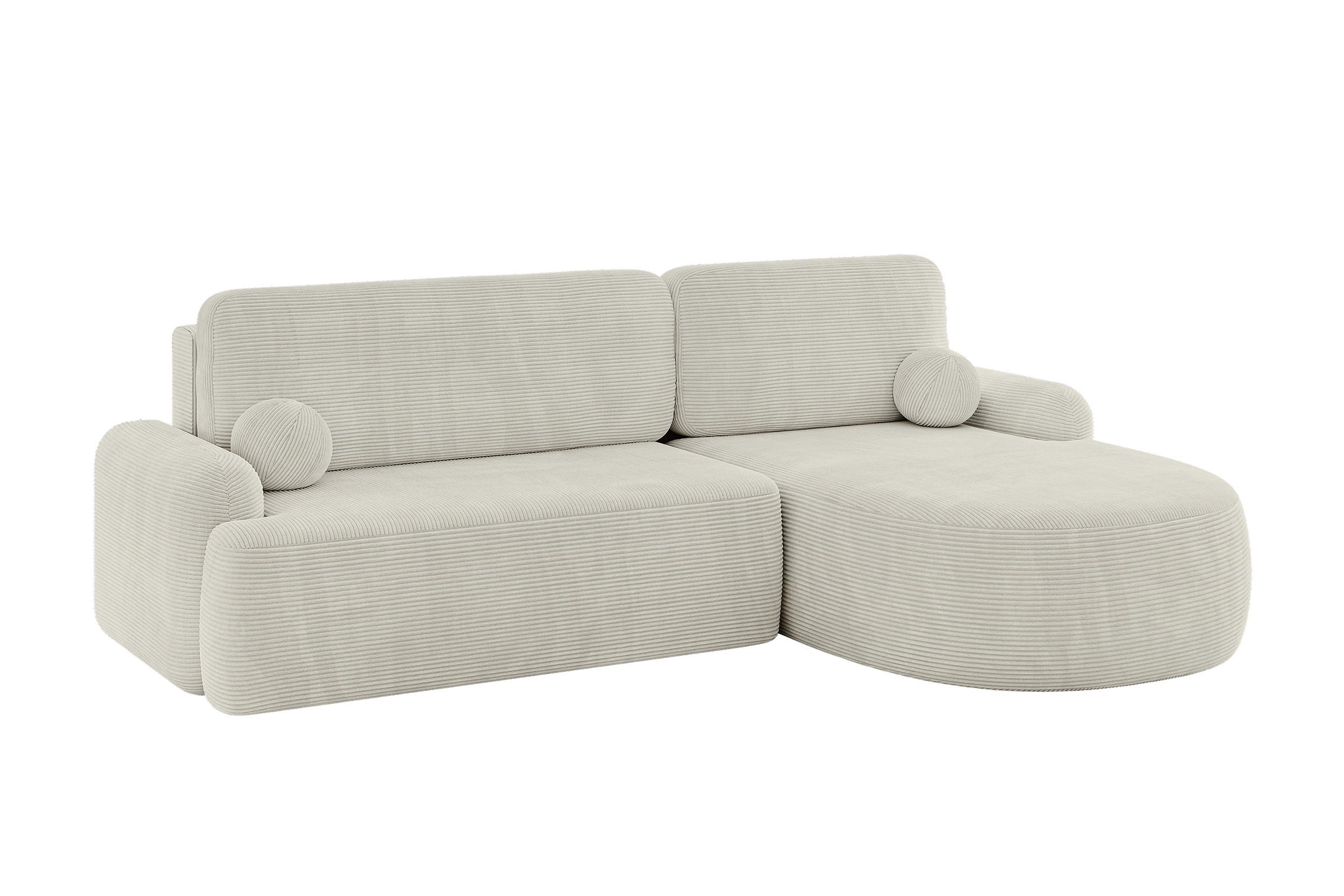 ECKSOFA mit Schlaffunktion und Bettkasten LIRA-L - 264x172x89 Hellgrau - Creme, Holzwerkstoff/Textil (172/264cm) - ALTDECOR