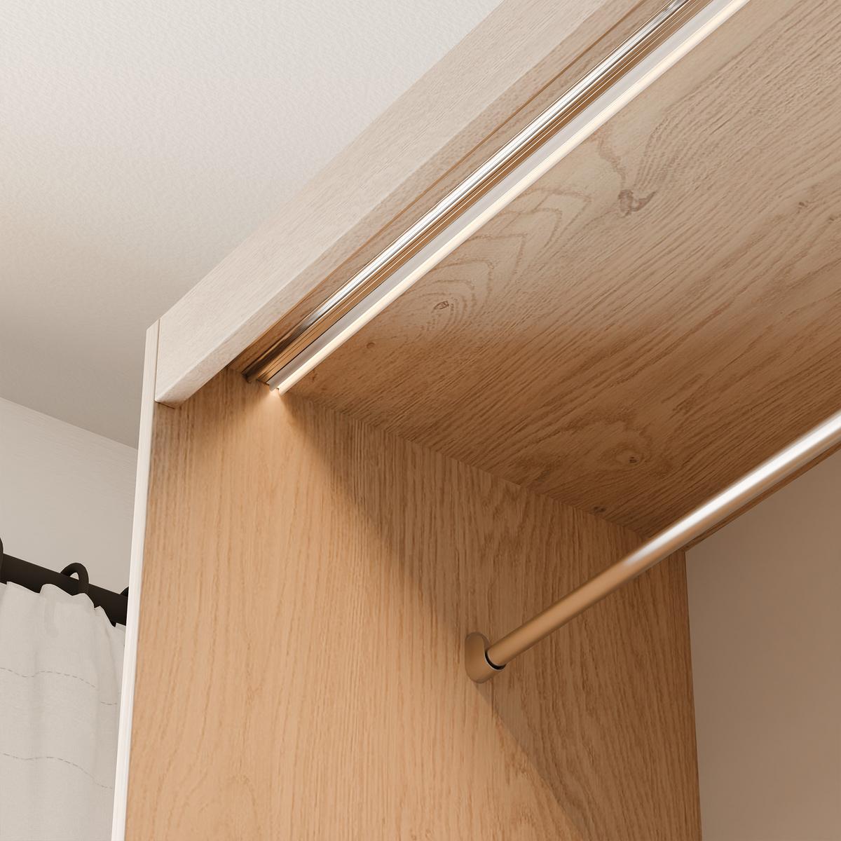 SCHIEBETÜRENSCHRANK SILENTE 140 cm mit Einlegeböden und Kleiderstange - Braun, Holzwerkstoff (140/215/60cm) - Idohome