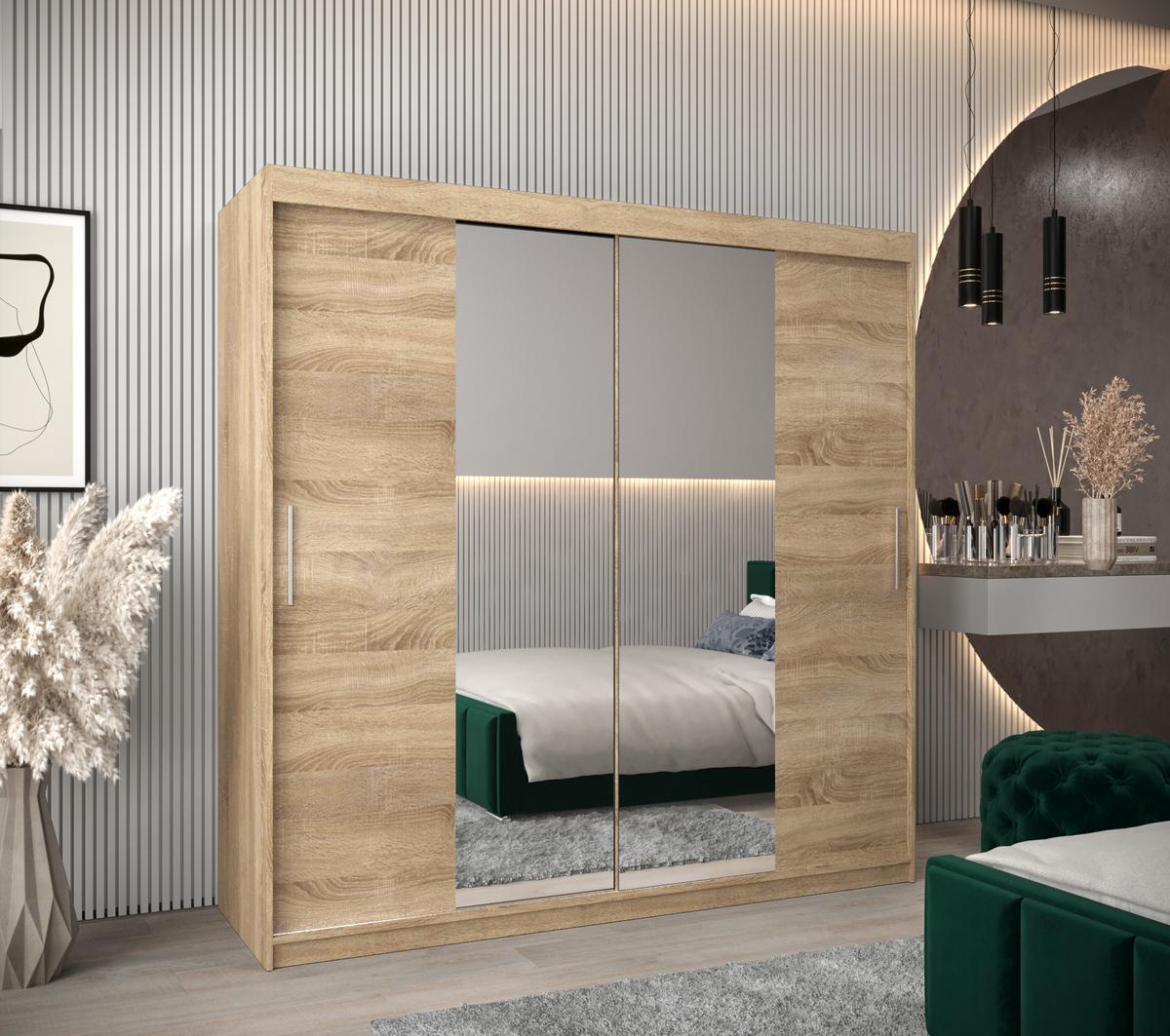 SCHIEBETÜRENSCHRANK mit Spiegel TOKYO 1 200/200/62 2-türig - Silberfarben/Sonoma Eiche, Holz/Kunststoff (200/200/62cm) - MÖBEL KRYSPOL