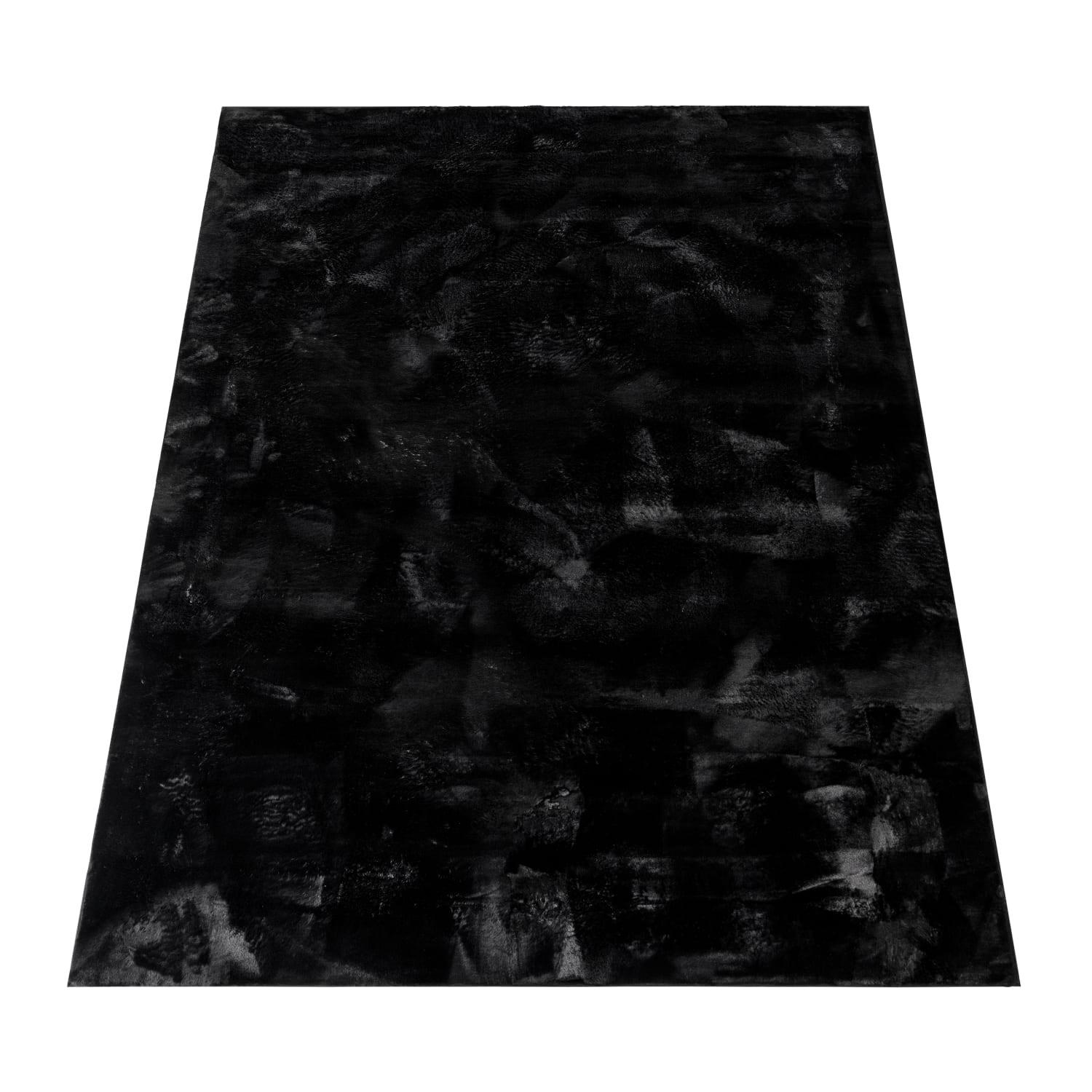 KURZFLORTEPPICH, einfarbig, aus Polyester, Schwarz, 200 x 280 cm - Schwarz, Textil (200/280cm) - KADIMA DESIGN