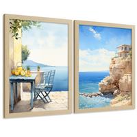 POSTER 3er Bilder-Set Wandbilder Strand Meer modern ohne Rahmen – Wohnzimmer Deko, Schlafzimmer, Küche, Badezimmer Rahmenlos A3 - Klar, Papier (29.7/1/42cm) - Nacnic