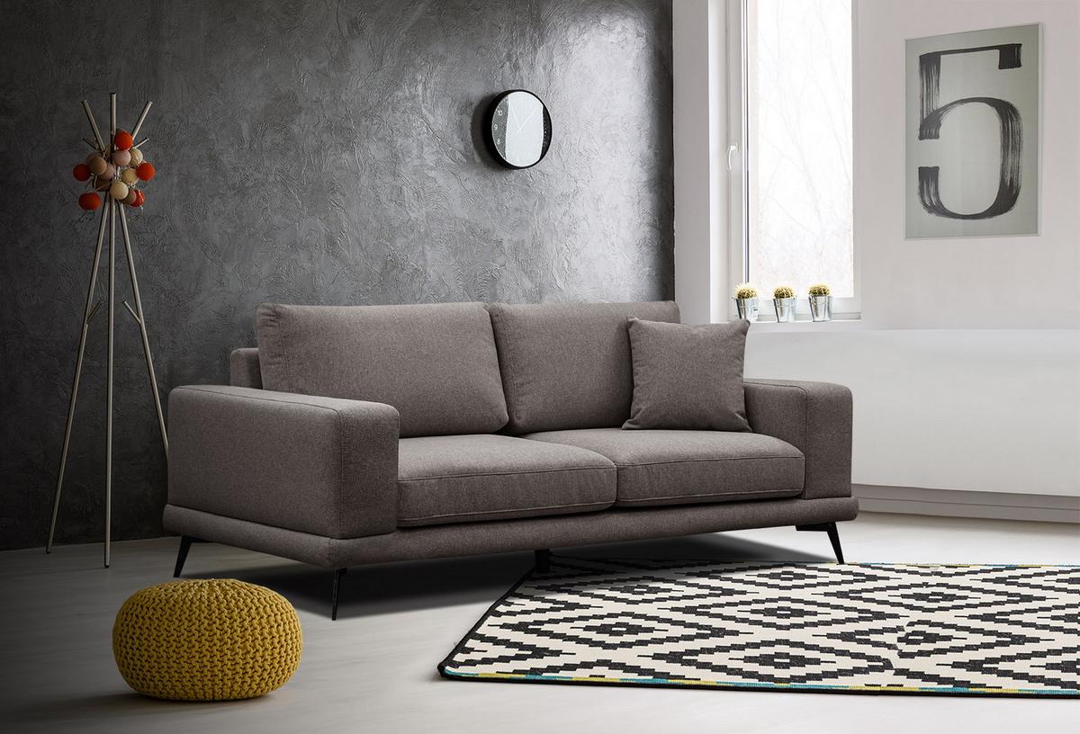SOFA MEDIOLANE 2,5-Sitzer, braun - Braun, Holzwerkstoff/Textil (203/87/96cm) - Wozimo