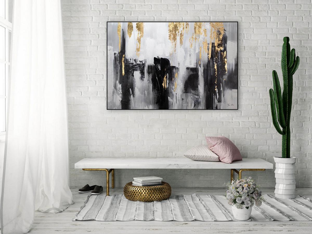 ÖLGEMÄLDE 120/80 cm - Schwarz, Holz/Textil (120/80cm) - KUNSTLOFT