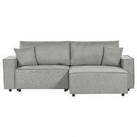 3-SITZER-ECKSOFA grau rechtsseitig mit Schlaffunktion Stauraum Karila - Grau, Textil (250/150cm) - Beliani