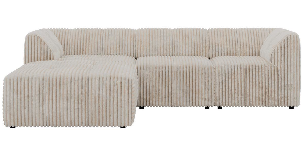 ECKSOFA VORITA L 3M - Beige Cord - Links Seite - Beige/Creme, Kunststoff/Textil (267/176cm) - MKS