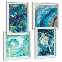 BILDER SET 4er Set - 50x50 cm & 40x60 cm Weißer Rahmen - Abstraktionen dekorativer Malerei - Weiß, Kunststoff (50/50cm) - TULUP