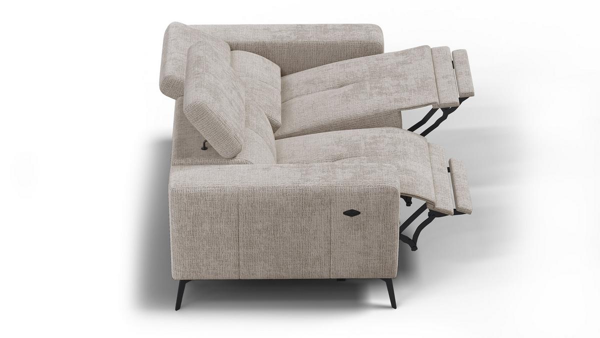 RELAXSOFA MORELLO 2-Sitzer, beige, 2 x Relax Zero Gravity - Beige, Holz/Textil (164/82/103cm) - Wozimo