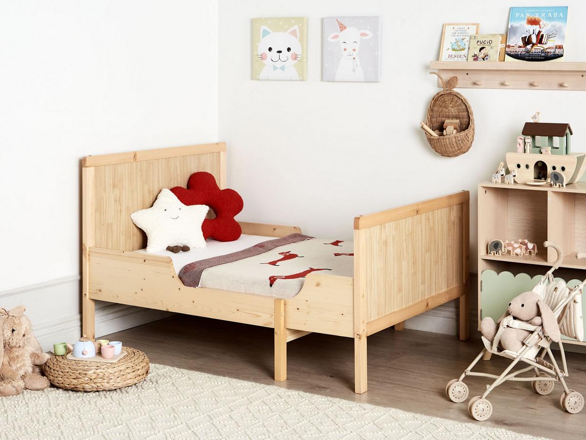KINDERBETT mitwachsend 90x130/160/200 cm Heller Holzfarbton Montigny - Hellbraun, Holz (90/200cm) - Beliani