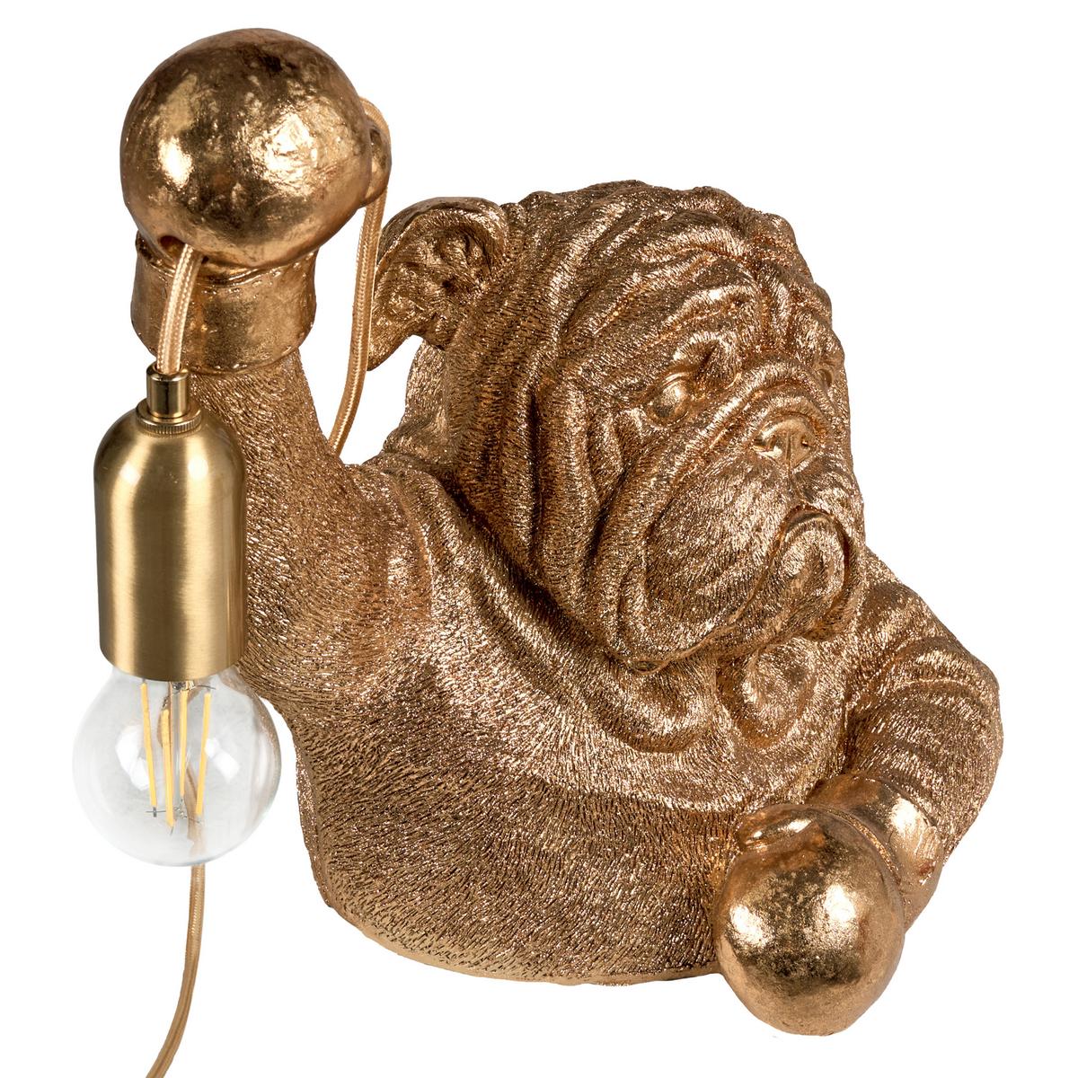TISCHLAMPE Hund Gold Mike - Messingfarben/Goldfarben, Kunststoff (22/27/31cm) - Beliani