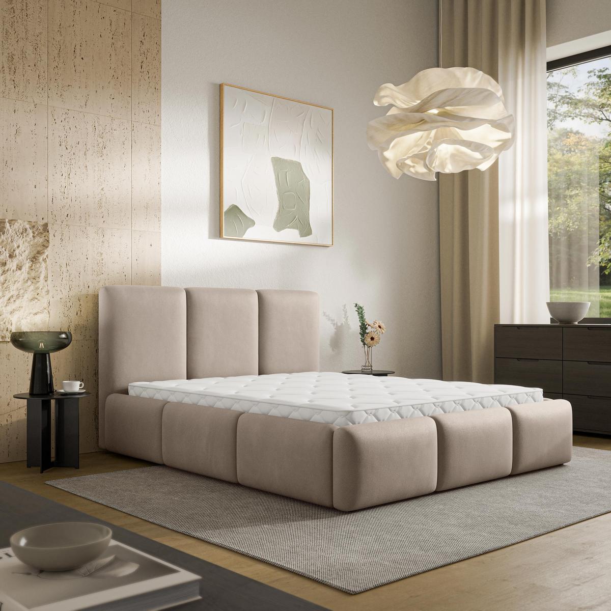 POLSTERBETT ARSIL 120x200 cm mit Bettkästen - Beige - Beige, Holz/Textil (120/200cm) - MASSENO