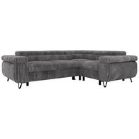 ECKSOFA FALCO L - Grau Cord - Rechts Seite - Schwarz/Grau, Textil/Metall (268/197cm) - MKS