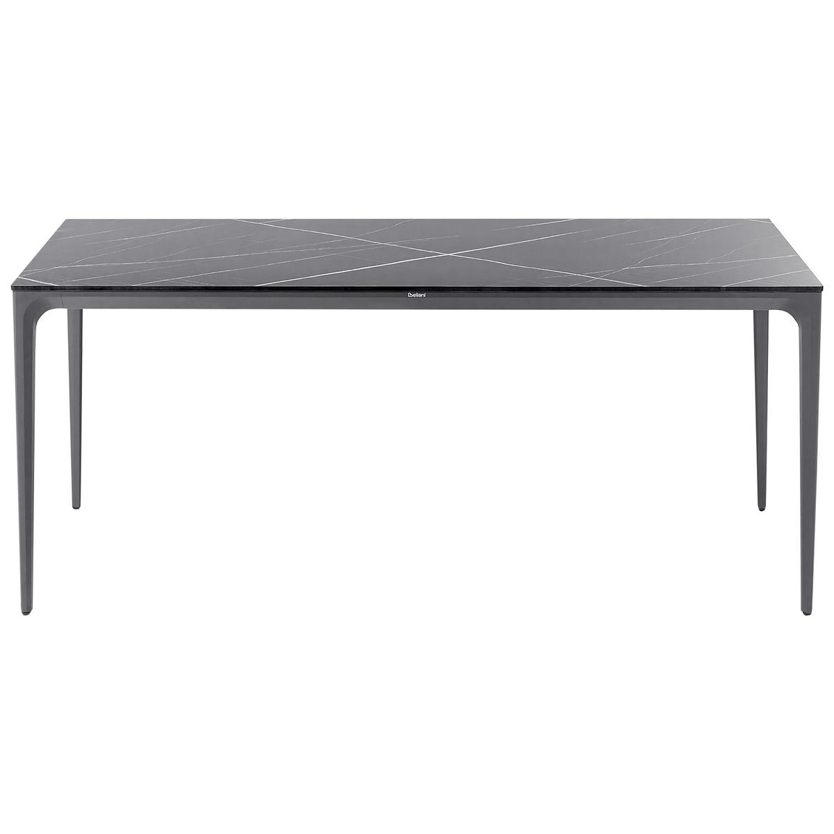 GARTENTISCH 180/90 cm Marmor Optik Schwarzer Marmor Sovareto - Dunkelgrau, Kunststoff (180/90/75cm) - Beliani