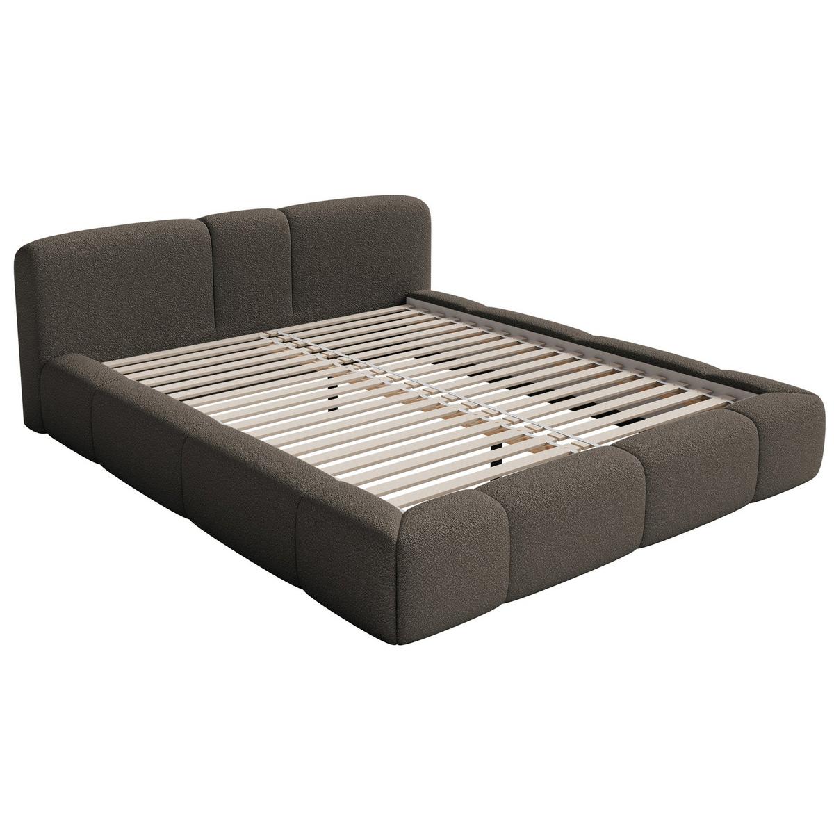 POLSTERBETT Bowia, Braun Bouclé, 160x200 cm - Schwarz/Braun, Textil (160/200cm) - Selsey