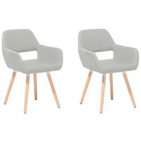 ESSZIMMERSTUHL 2er-Set Polsterbezug Grau Chicago - Grau, Holz/Textil (56/81/56cm) - Beliani