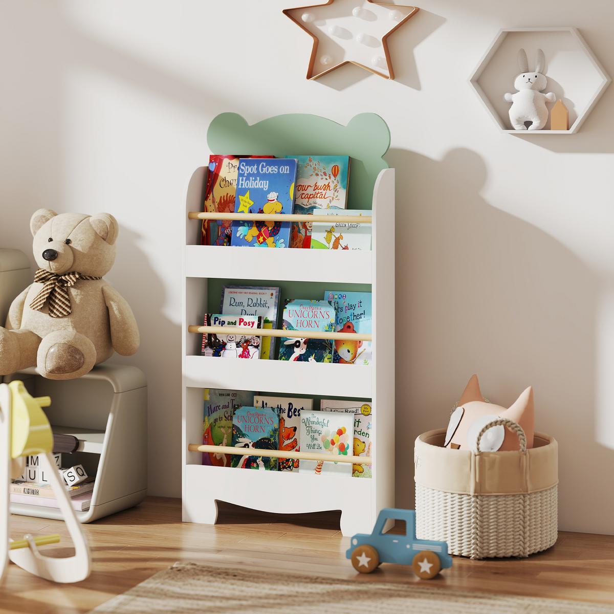 KINDER-BÜCHERREGAL MDF Grün - Grün, Holzwerkstoff (15/110/55cm) - AIYAPLAY