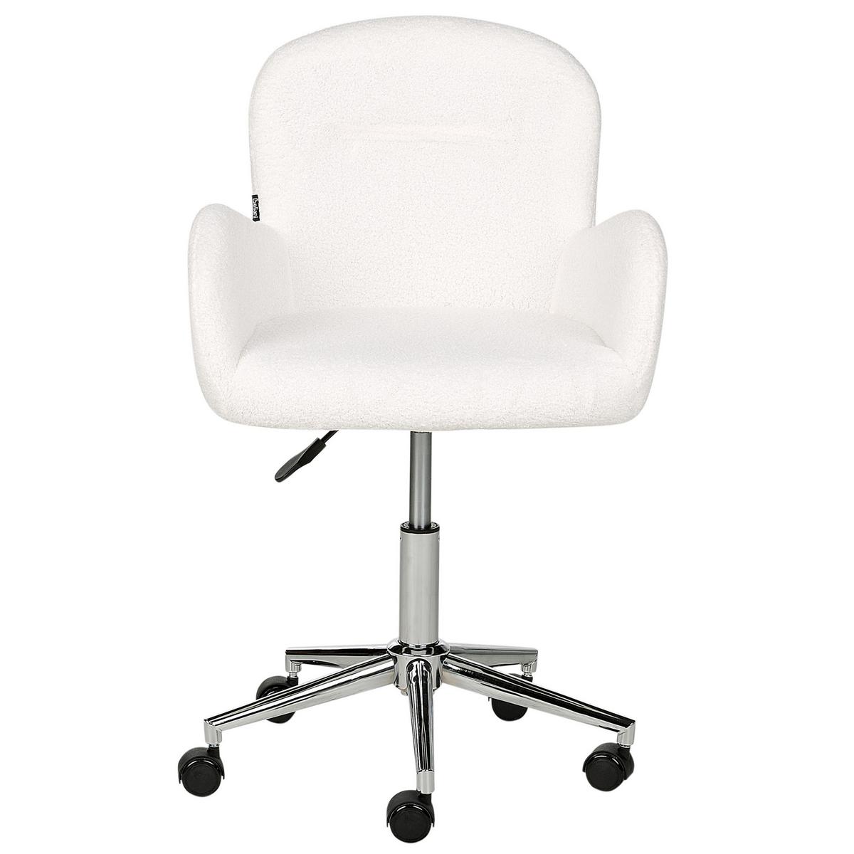 BÜROSTUHL Bouclé Cremeweiß Priddy - Silberfarben/Weiß, Textil (60/79/60cm) - Beliani