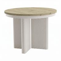 ESSTISCH Prestige runder Design-Tisch, ausziehbar Ø 100–180 cm, Eiche artisan+Kaschmir - Kaschmir/Eichefarben, Metall (100/100/77cm) - Beautysofa