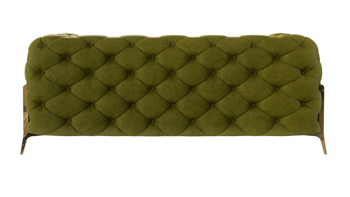 CHESTERFIELD-SOFA 2-sitzer Lexi Olive Samt - Goldfarben/Olivgrün, Holz/Textil (185/75/100cm) - S-Style Möbel