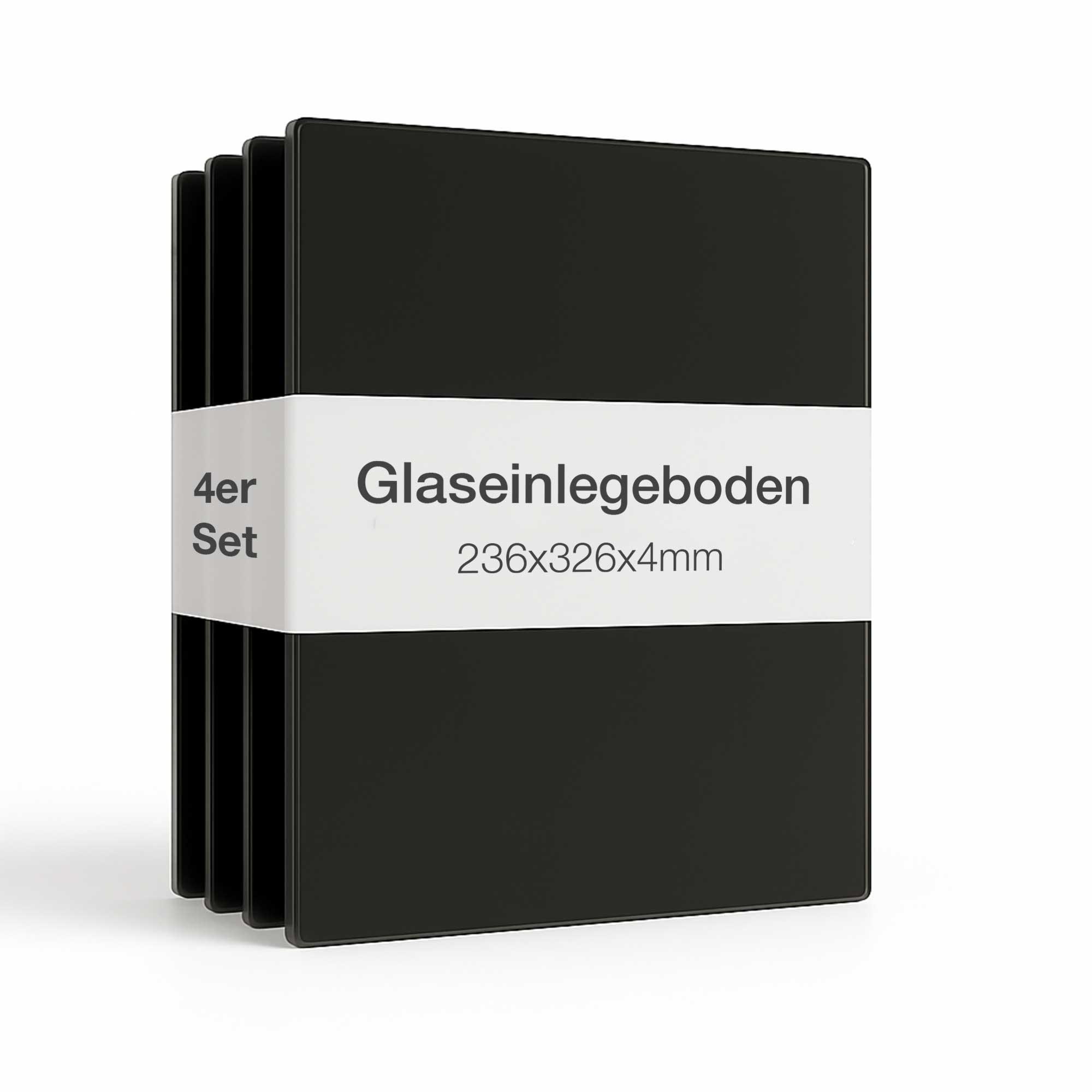 GLASBODEN 4er Set 23,6/32,6/0,4 cm für Standvitrinen 1-türig Erweiterungsset - Schwarz, Glas (32.6/0.4/23.6cm) - K-Möbel