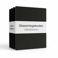 GLASBODEN 4er Set 23,6/32,6/0,4 cm für Standvitrinen 1-türig Erweiterungsset - Schwarz, Glas (32.6/0.4/23.6cm) - K-Möbel